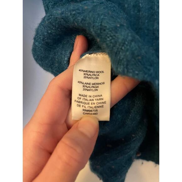 Rebecca Taylor Teal Lofty Alpaca Puff Sleeve Sweater Sz M - Picture 6 of 7
